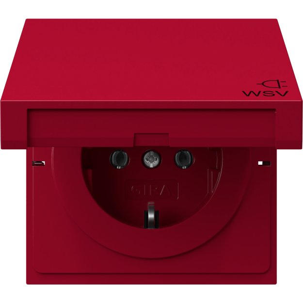 Gira 4454708 SCHUKO-Steckdose mit Klappdeckel WSV Flächenschalter Rot