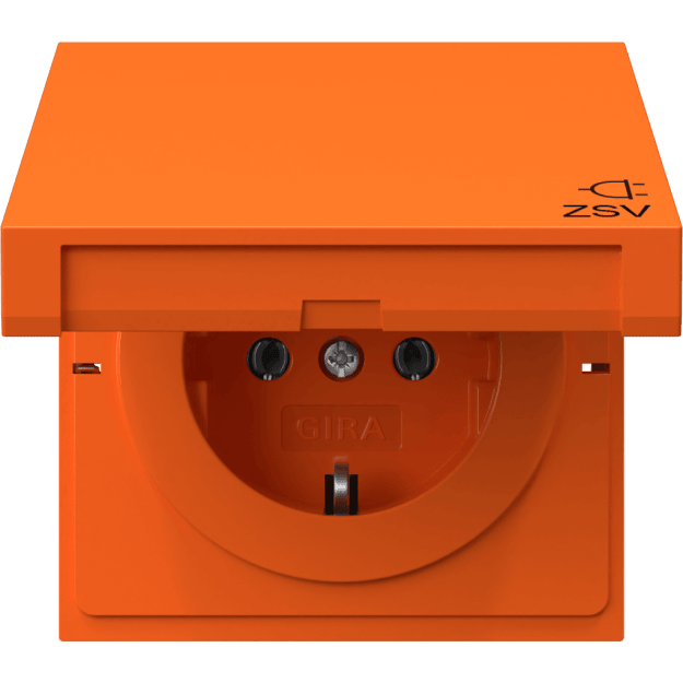 Gira 4454709 SCHUKO-Steckdose mit Klappdeckel ZSV Flächenschalter Orange