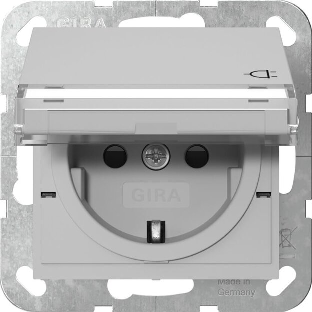 Gira 4557015 SCHUKO-Steckdose mit Klappdeckel mit Beschriftungsfeld + Shutter System 55 Grau m