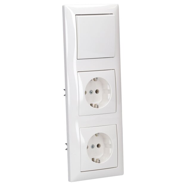 Busch-Jaeger Balance SI Set: 2x 20 EUC-914 Steckdose + 2000/6 US Wippschalter-Einsatz + 2506-914 Wippe + 1723-914  3-fach Rahmen Alpinweiß