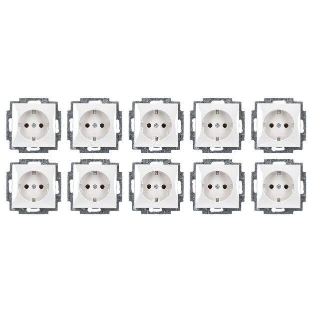 10 Stück Busch-Jaeger 20 EUC-914 SCHUKO® Steckdosen-Einsatz (Thermoplast) Alpinweiß Busch-balance® SI 2CKA002011A6232