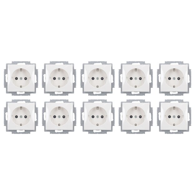 10 Stück Busch-Jaeger 20 EUCB-914 SCHUKO® Steckdosen-Einsatz mit erh. Berührungsschutz (Thermoplast) Alpinweiß Busch-balance® SI 2CKA002013A5379