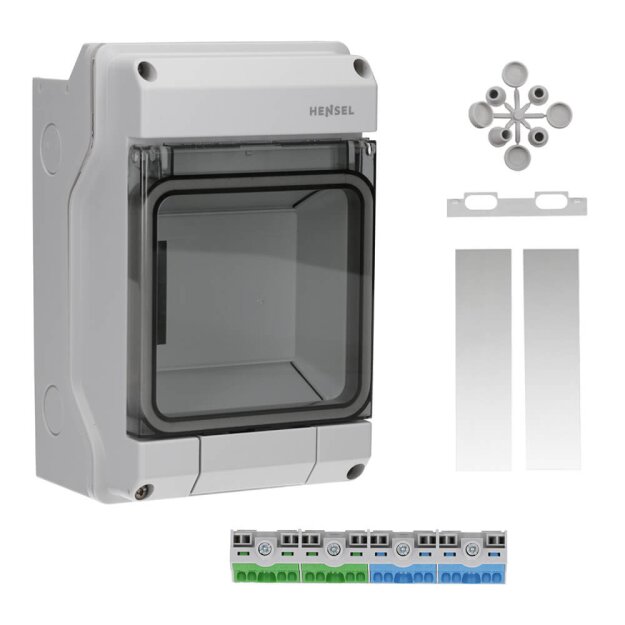 Hensel KV 9104 Kleinverteiler IP65 mit 4,5 Teilungseinheiten – Feuchtraum-Verteilerkasten