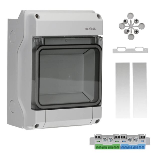 Hensel KV 9106 Kleinverteiler IP65 mit 6 Teilungseinheiten – Feuchtraum-Verteilerkasten