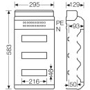 Hensel KV 9336 Kleinverteiler IP65 mit 36 Teilungseinheiten auf 3 Reihen – Feuchtraum-Verteilerkasten