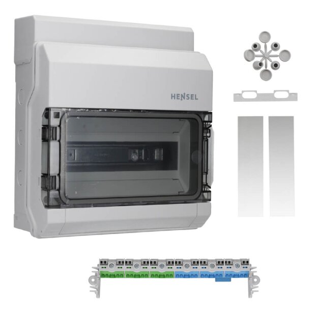 Hensel KV 9112 Kleinverteiler IP65 mit 12 Teilungseinheiten – Feuchtraum-Verteilerkasten