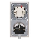 Jung Serie LS Komplett-Set Alpinweiß: 1x LS1520KIWW SCHUKO Steckdose mit erhöhtem Berührungsschutz + 1x 506U Wippschalter Universal Aus-Wechsel + 1x Wippe f. Schalter/Taster LS982WW Rahmen 2fach