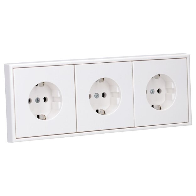 Jung Serie LS Komplett-Set Alpinweiß: 3x LS1520WW SCHUKO Steckdose x LS983WW Rahmen 3fach