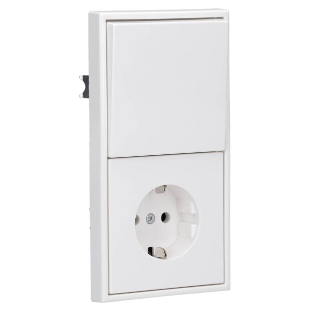 Jung Serie LS Komplett-Set Alpinweiß:  LS1520WW SCHUKO Steckdose + LS995WW Wippe + 506U Serien Wippschalter Einsatz + LS981WW Rahmen 2fach