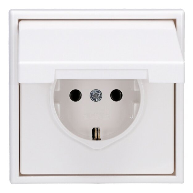 Jung Serie LS Komplett-Set Alpinweiß: LS1520KLWW SCHUKO Steckdose mit Klappdeckel + LS981WW Rahmen 1fach