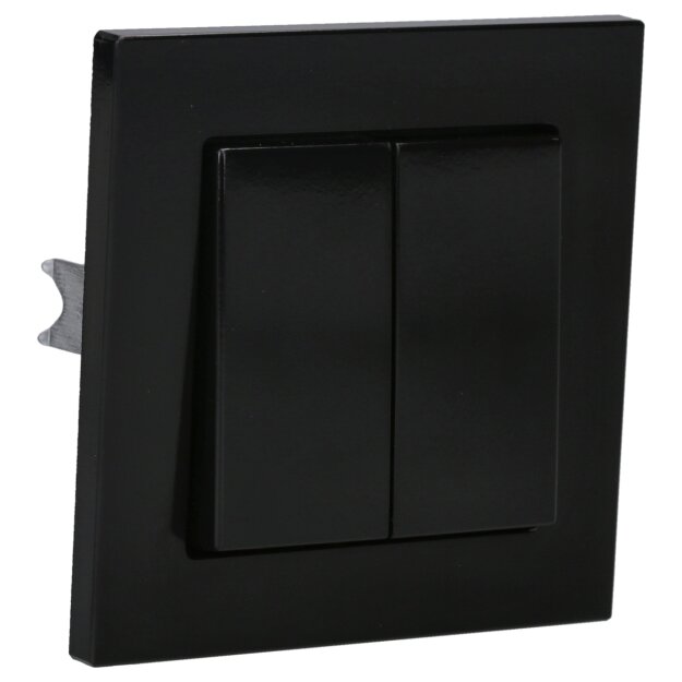 Jung Serie A Komplett-Set Schwarz: A595SW Serienschalter + 505U Wippschalter Serien + AC581SW Rahmen 1fach