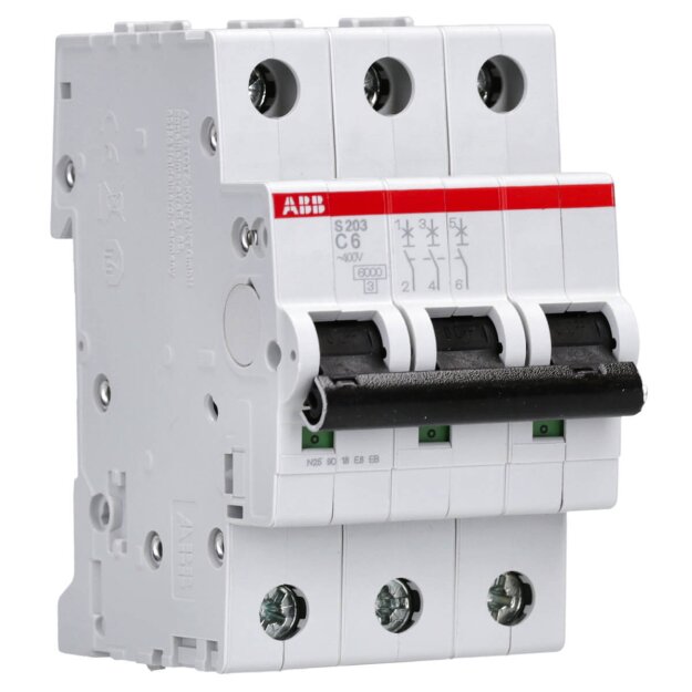 ABB S203-C6 Sicherungsautomat - S200-3P - 6 A - C(AC) 6 kA 2CDS253001R0064