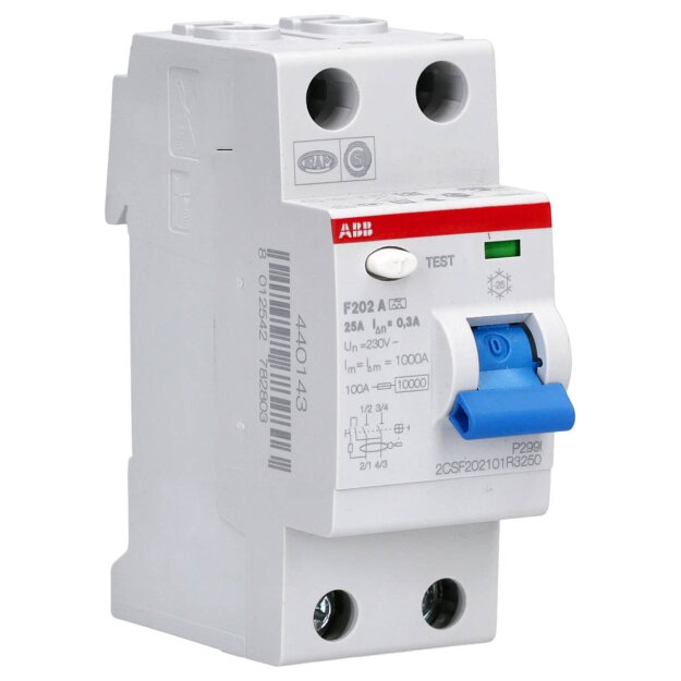 ABB F202 A-25/0.3 Fehlerstrom-Schutzschalter - 2P - Typ A - 300 mA - 25 A 2CSF202101R3250