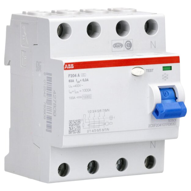 ABB F204 A-63/0.3 Fehlerstrom-Schutzschalter 4P Typ A 300 mA 63 A 2CSF204101R3630
