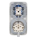 Busch-Jaeger Reflex SI Set: 1x 20 EUCKS-214 SCHUKO Steckdose, 1x Wippe 2506-214, 1x 2512-214 Abdeckrahmen 2-fach, 1x 2000/6 US Wippschalter-Einsatz Alpinweiß