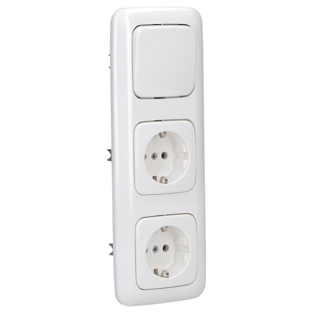 Busch-Jaeger Reflex SI Set: 2x 20 EUC-214 SCHUKO Steckdose, 1x 2000/6 US Wippschalter-Einsatz, 1x Wippe 2506-214, 1x  2513-214 Abdeckrahmen 3-fach Alpinweiß