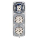 Busch-Jaeger Reflex SI Set: 2x 20 EUC-214 SCHUKO Steckdose, 1x 2000/6 US Wippschalter-Einsatz, 1x Wippe 2506-214, 1x  2513-214 Abdeckrahmen 3-fach Alpinweiß