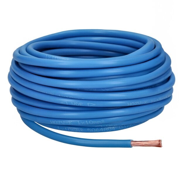 Aderleitung flexibel H07V-K 10 mm² blau 10 Meter
