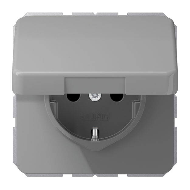 Jung CD1521BFKLGR SCHUKO-Steckdose 16 A 250 V ~ Schraubklemmen Klappdeckel Thermoplast Serie CD grau