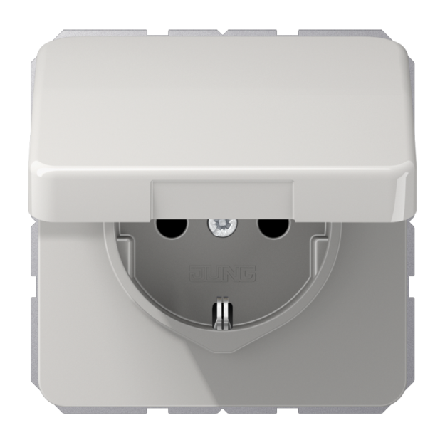 Jung CD1521BFKLLG SCHUKO-Steckdose 16 A 250 V ~ Schraubklemmen Klappdeckel Thermoplast Serie CD lichtgrau