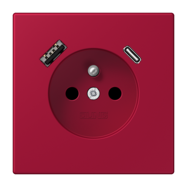 Jung LC1520F-15CA229 Steckdose französisch/belgisches System 16 A 250 V ~ mit USB-Ladegerät 1 x Typ A + 1 x Typ C SAFETY+ Serie LS rouge carmin