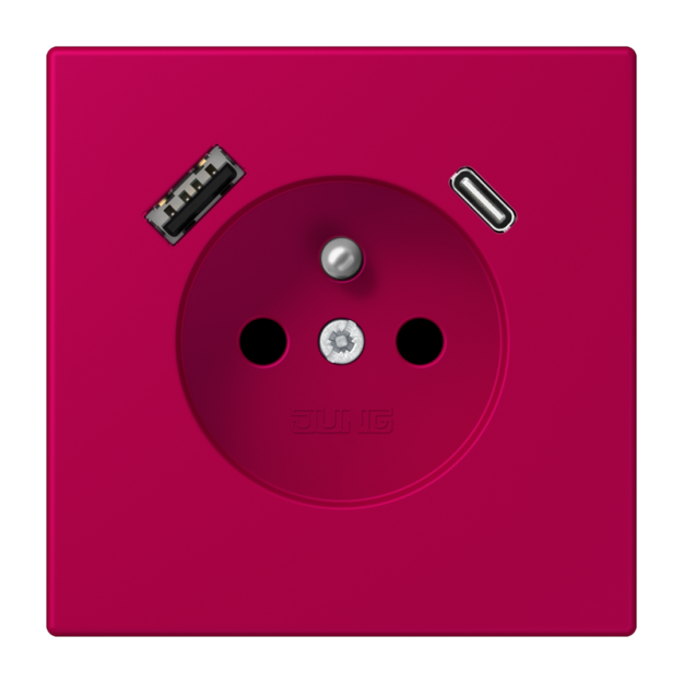 Jung LC1520F-15CA230 Steckdose französisch/belgisches System 16 A 250 V ~ mit USB-Ladegerät 1 x Typ A + 1 x Typ C SAFETY+ Serie LS rouge rubia