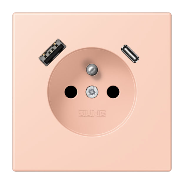 Jung LC1520F-15CA234 Steckdose französisch/belgisches System 16 A 250 V ~ mit USB-Ladegerät 1 x Typ A + 1 x Typ C SAFETY+ Serie LS l’ocre rouge clair