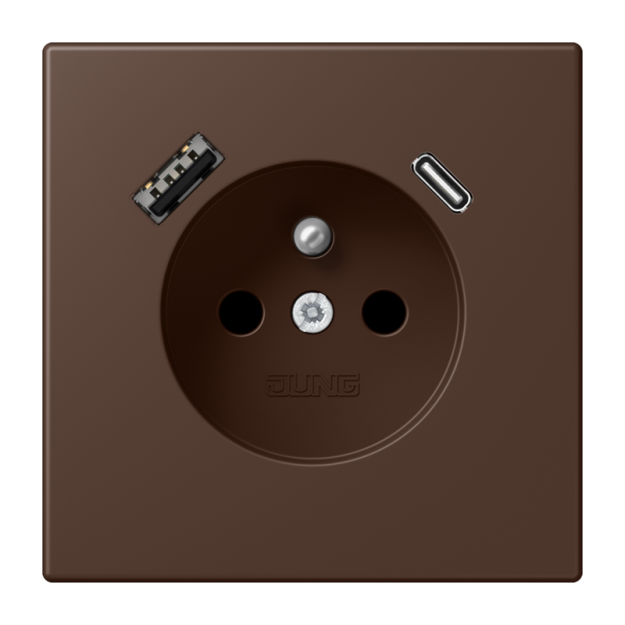 Jung LC1520F-15CA239 Steckdose französisch/belgisches System 16 A 250 V ~ mit USB-Ladegerät 1 x Typ A + 1 x Typ C SAFETY+ Serie LS terre d’ombre brûlée 31