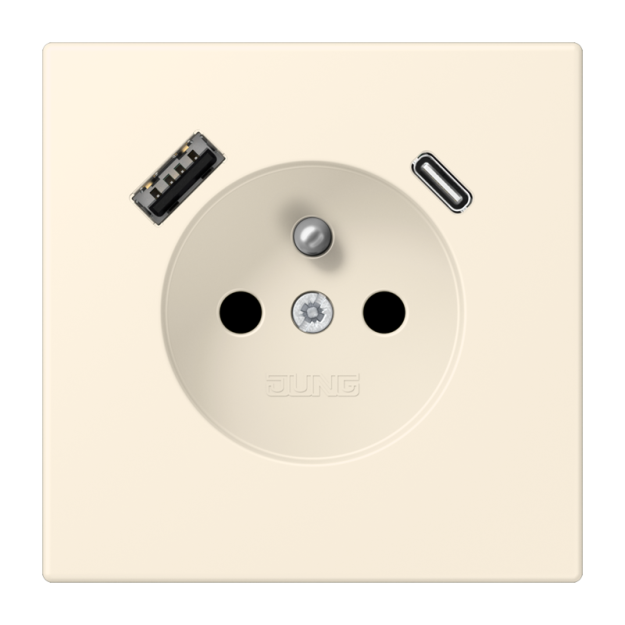 Jung LC1520F-15CA245 Steckdose französisch/belgisches System 16 A 250 V ~ mit USB-Ladegerät 1 x Typ A + 1 x Typ C SAFETY+ Serie LS blanc ivoire