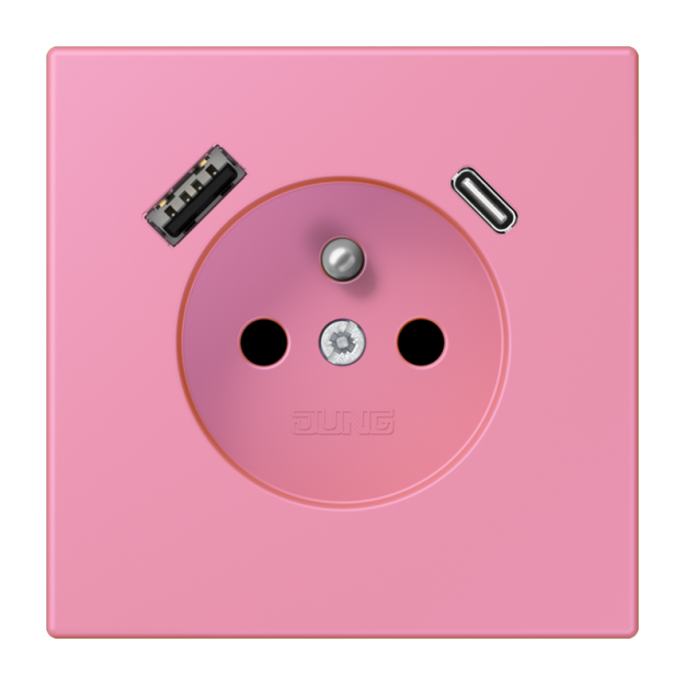 Jung LC1520F-15CA246 Steckdose französisch/belgisches System 16 A 250 V ~ mit USB-Ladegerät 1 x Typ A + 1 x Typ C SAFETY+ Serie LS rose vif