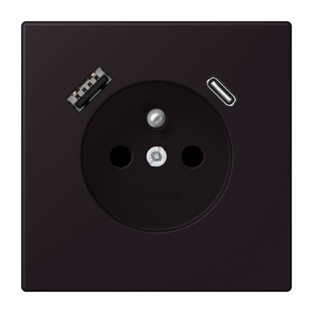 Jung LC1520F-15CA248 Steckdose französisch/belgisches System 16 A 250 V ~ mit USB-Ladegerät 1 x Typ A + 1 x Typ C SAFETY+ Serie LS noir divoire