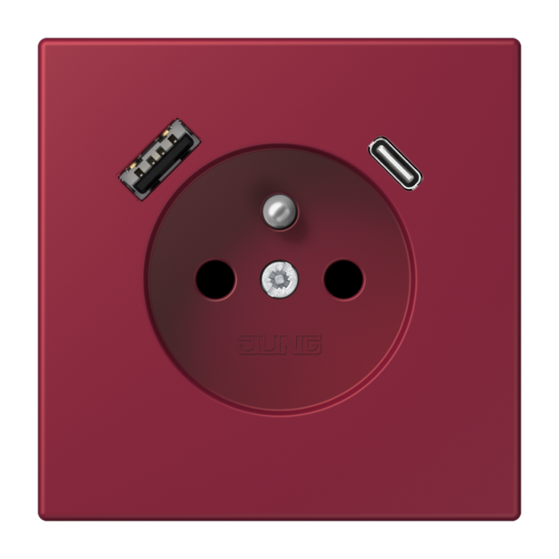 Jung LC1520F-15CA255 Steckdose französisch/belgisches System 16 A 250 V ~ mit USB-Ladegerät 1 x Typ A + 1 x Typ C SAFETY+ Serie LS le rubis