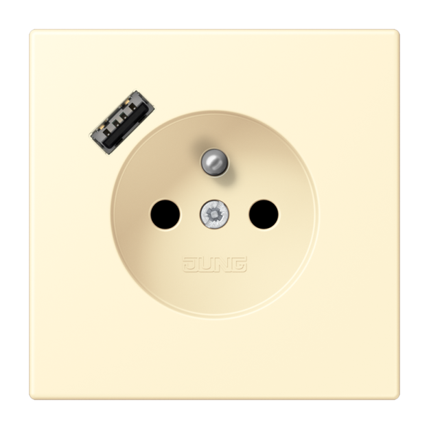 Jung LC1520F-18A201 Steckdose französisch/belgisches System 16 A 250 V ~ mit USB-Ladegerät 1 x Typ A SAFETY+ Serie LS blanc