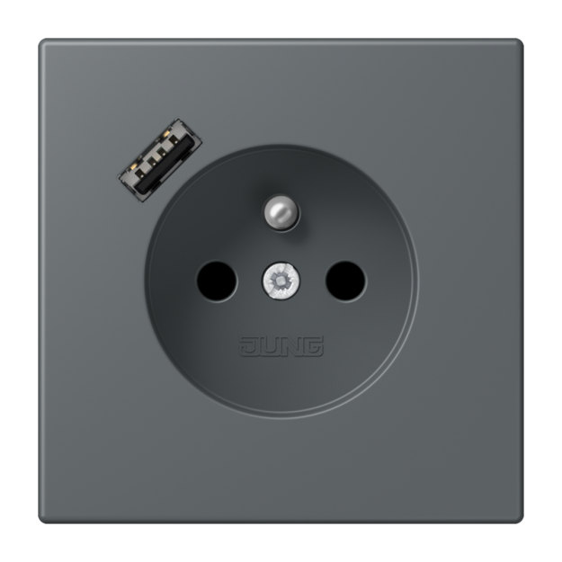 Jung LC1520F-18A202 Steckdose französisch/belgisches System 16 A 250 V ~ mit USB-Ladegerät 1 x Typ A SAFETY+ Serie LS gris foncé 31