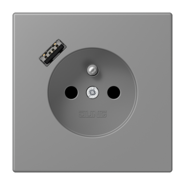 Jung LC1520F-18A203 Steckdose französisch/belgisches System 16 A 250 V ~ mit USB-Ladegerät 1 x Typ A SAFETY+ Serie LS gris 31