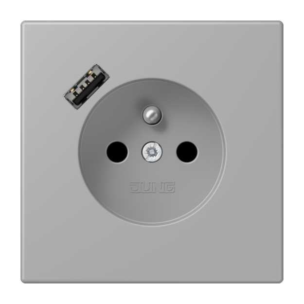 Jung LC1520F-18A204 Steckdose französisch/belgisches System 16 A 250 V ~ mit USB-Ladegerät 1 x Typ A SAFETY+ Serie LS gris moyen