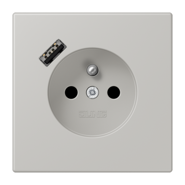 Jung LC1520F-18A205 Steckdose französisch/belgisches System 16 A 250 V ~ mit USB-Ladegerät 1 x Typ A SAFETY+ Serie LS gris clair 31