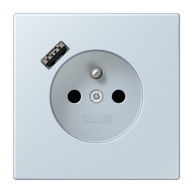 Jung LC1520F-18A209 Steckdose französisch/belgisches System 16 A 250 V ~ mit USB-Ladegerät 1 x Typ A SAFETY+ Serie LS outremer pâle