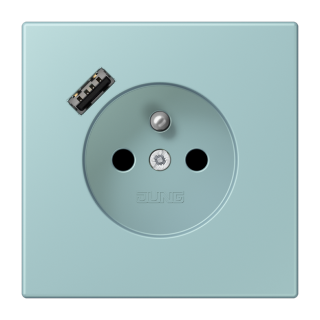 Jung LC1520F-18A214 Steckdose französisch/belgisches System 16 A 250 V ~ mit USB-Ladegerät 1 x Typ A SAFETY+ Serie LS céruléen clair