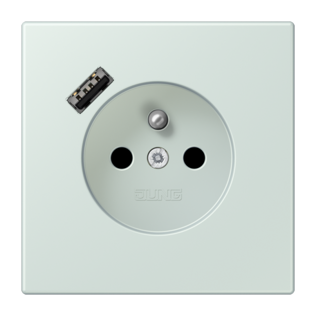 Jung LC1520F-18A215 Steckdose französisch/belgisches System 16 A 250 V ~ mit USB-Ladegerät 1 x Typ A SAFETY+ Serie LS céruléen pâle