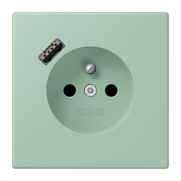 Jung LC1520F-18A217 Steckdose französisch/belgisches System 16 A 250 V ~ mit USB-Ladegerät 1 x Typ A SAFETY+ Serie LS vert anglais clair