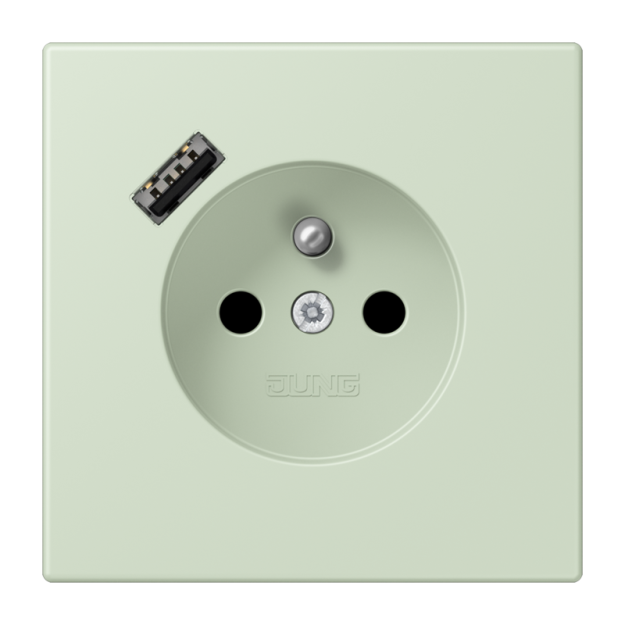 Jung LC1520F-18A218 Steckdose französisch/belgisches System 16 A 250 V ~ mit USB-Ladegerät 1 x Typ A SAFETY+ Serie LS vert anglais pâle