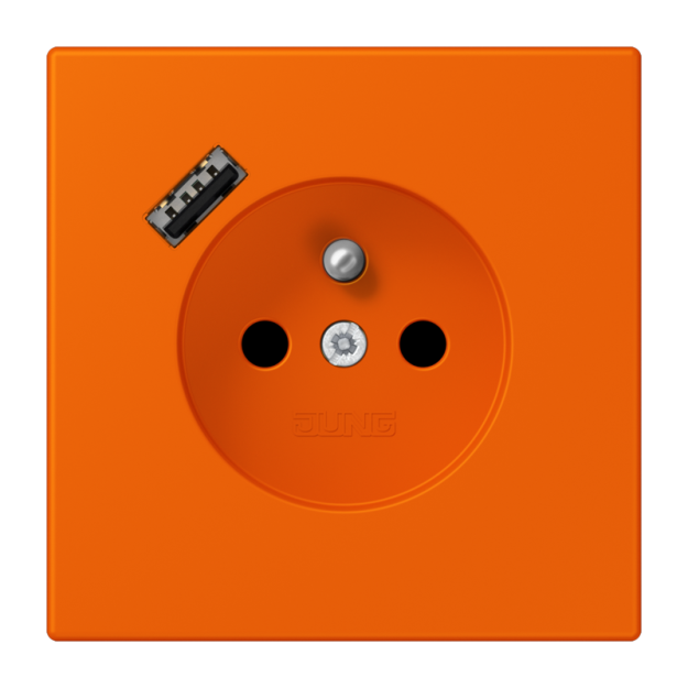 Jung LC1520F-18A224 Steckdose französisch/belgisches System 16 A 250 V ~ mit USB-Ladegerät 1 x Typ A SAFETY+ Serie LS orange