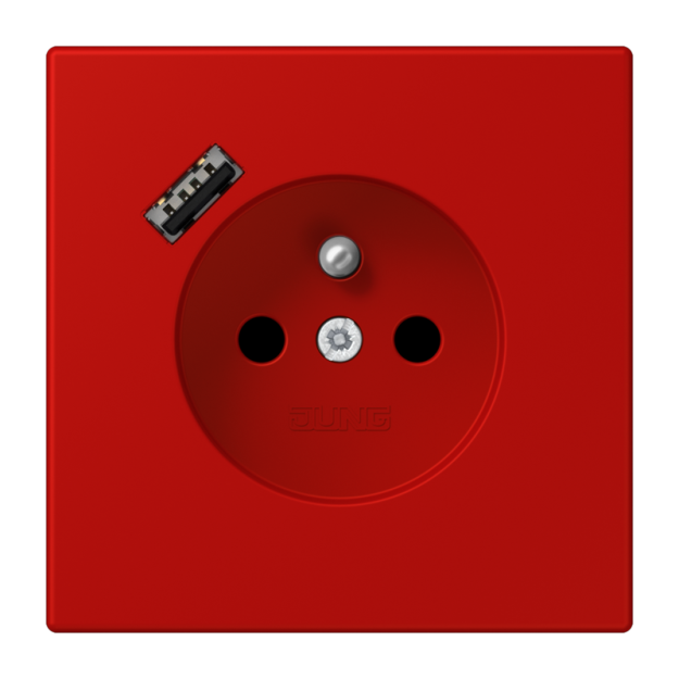 Jung LC1520F-18A227 Steckdose französisch/belgisches System 16 A 250 V ~ mit USB-Ladegerät 1 x Typ A SAFETY+ Serie LS rouge vermillon 31