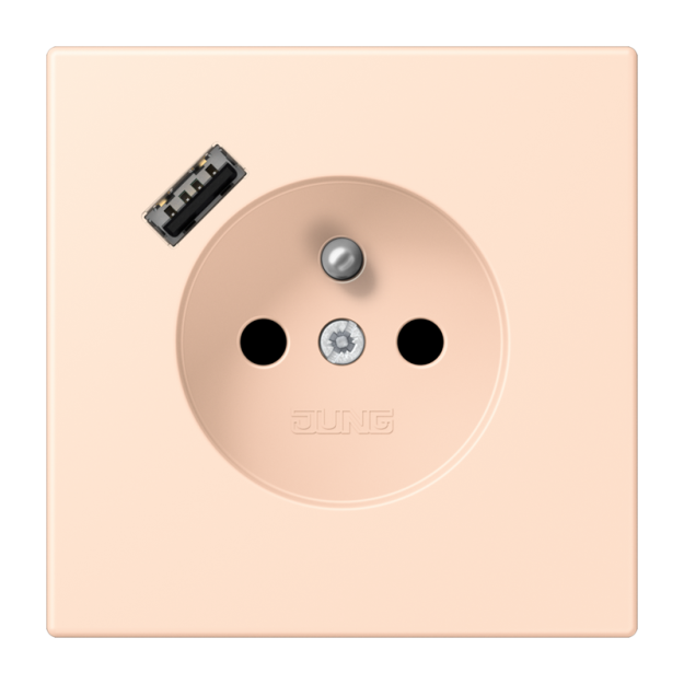 Jung LC1520F-18A228 Steckdose französisch/belgisches System 16 A 250 V ~ mit USB-Ladegerät 1 x Typ A SAFETY+ Serie LS rose pâle