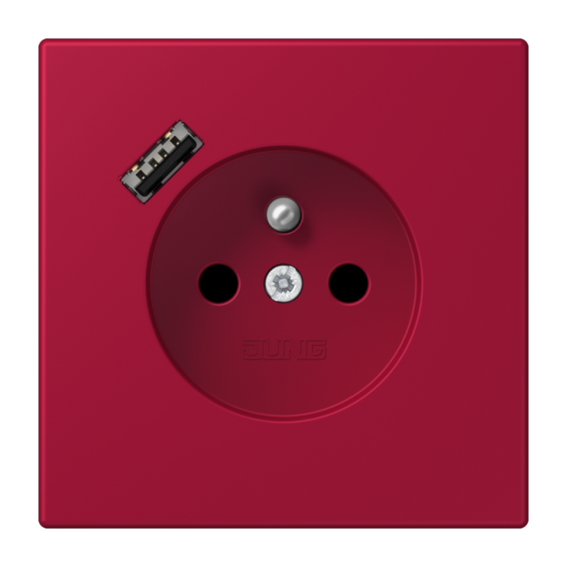 Jung LC1520F-18A229 Steckdose französisch/belgisches System 16 A 250 V ~ mit USB-Ladegerät 1 x Typ A SAFETY+ Serie LS rouge carmin