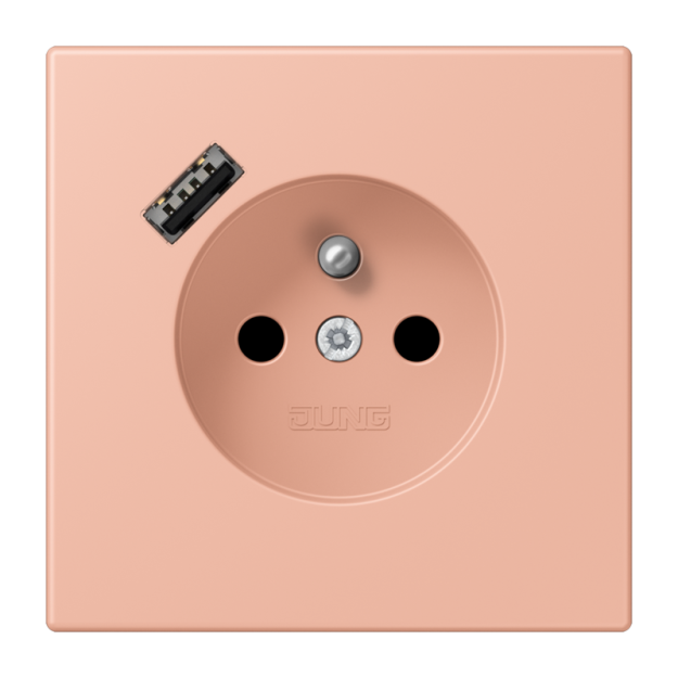 Jung LC1520F-18A231 Steckdose französisch/belgisches System 16 A 250 V ~ mit USB-Ladegerät 1 x Typ A SAFETY+ Serie LS rose clair
