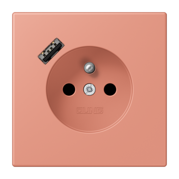 Jung LC1520F-18A233 Steckdose französisch/belgisches System 16 A 250 V ~ mit USB-Ladegerät 1 x Typ A SAFETY+ Serie LS l’ocre rouge moyen