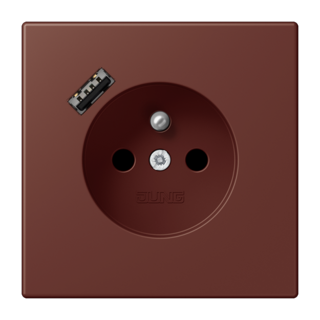 Jung LC1520F-18A235 Steckdose französisch/belgisches System 16 A 250 V ~ mit USB-Ladegerät 1 x Typ A SAFETY+ Serie LS terre sienne brûlée 31