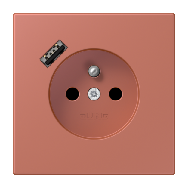 Jung LC1520F-18A236 Steckdose französisch/belgisches System 16 A 250 V ~ mit USB-Ladegerät 1 x Typ A SAFETY+ Serie LS terre sienne brique